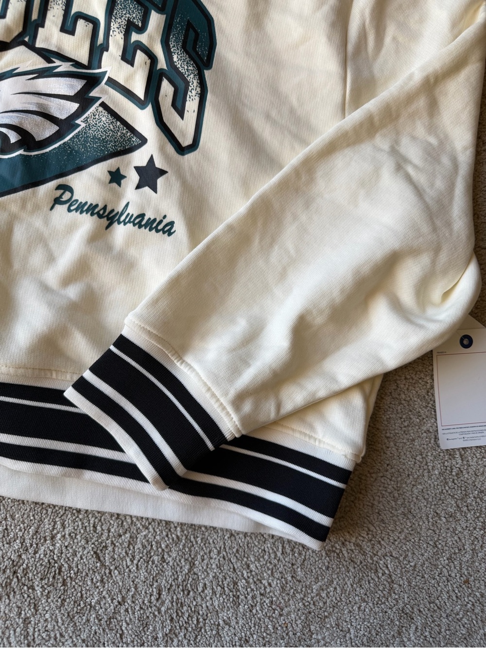 Philadelphia Eagles Cream Hooded Sweatshirt champion xl nwt NFL - Picture 3 of 5
